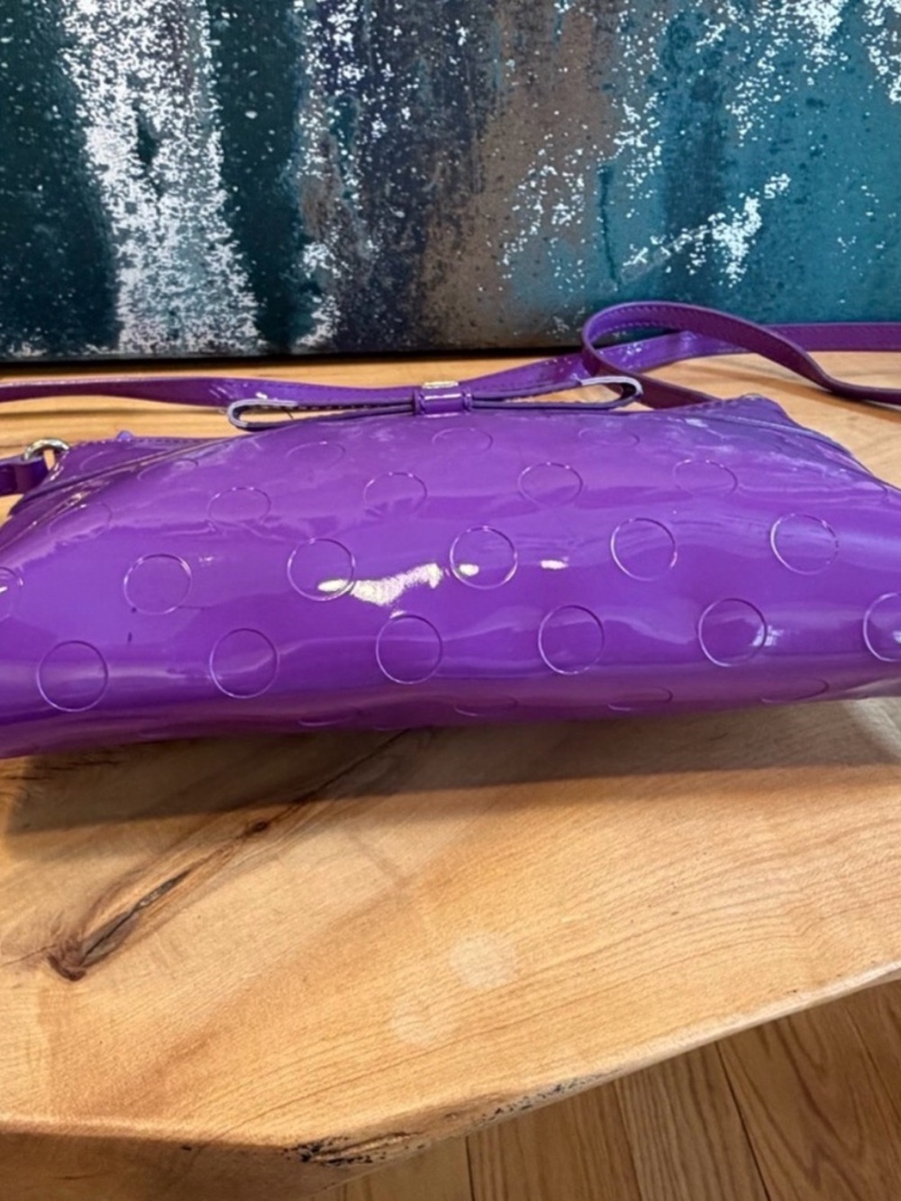 Kate Spade Camellia Street Amy Y2K Barbiecore Patent Bow Crossbody Purple (GUC) - Picture 6 of 10